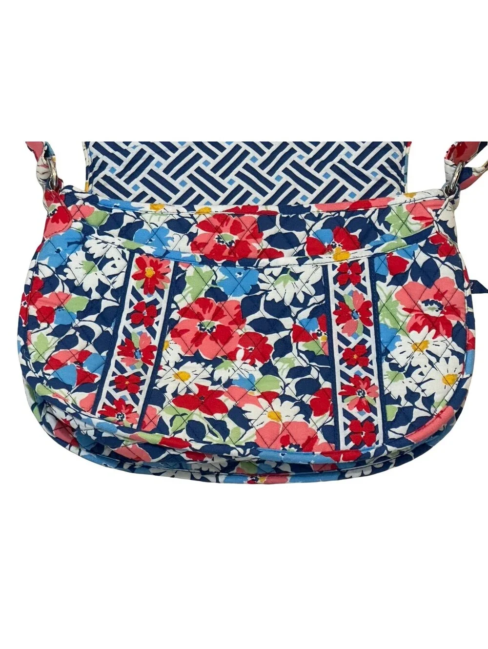 Vera Bradley Large Crossbody Bag Rounded Bottom Floral Multicolor Quilted Cotton
